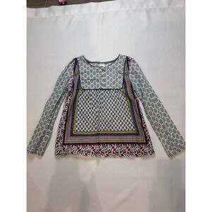 Carter's Paisley Floral Long Sleeve Top Kids 6 White Blue Red Excellent Boho